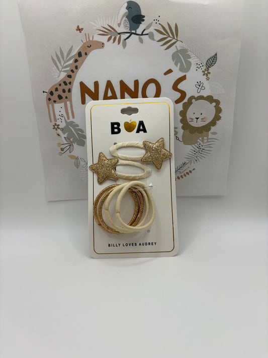 Set Clips Estrellas y Gomas de Pelo.
