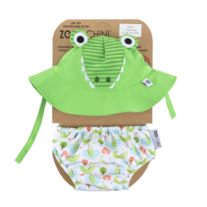 Conjunto Bañador y Gorrito Cocodrilo 6/12 Meses.