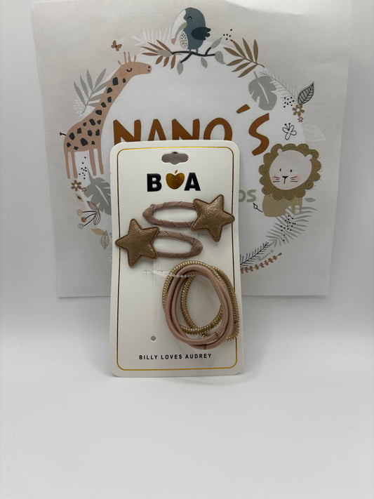 Set Clips Estrellas y Gomas de Pelo.