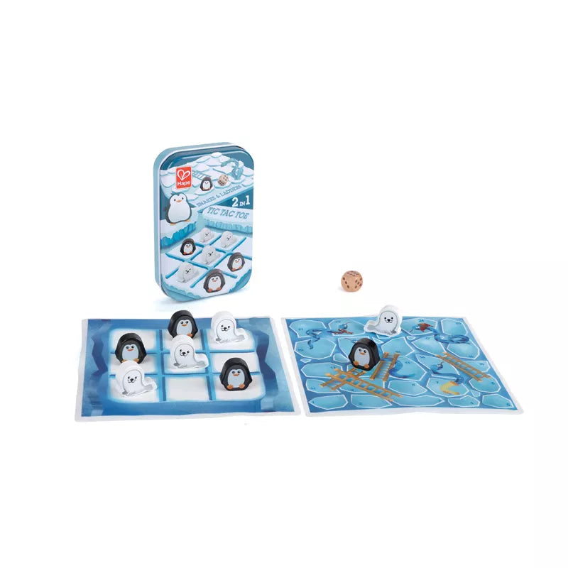 Juego de lata.Tres en raya y Serpientes y Escaleras.